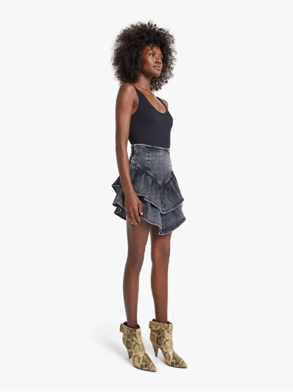 MOTHER The Ruffle Mini Skirt in Train Stops Size 24